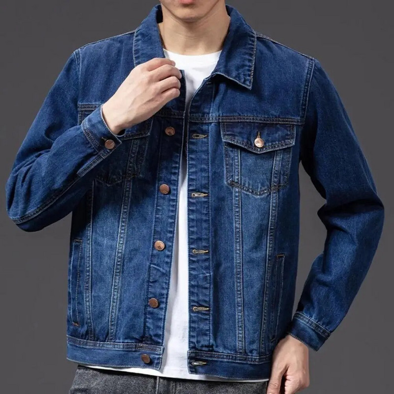 Jachetă casual de blugi pentru bărbați Jachetă cardigan cu un singur piept Jachetă de blugi pentru bărbați Jachetă masculină chaquetas hombre куртка мужская