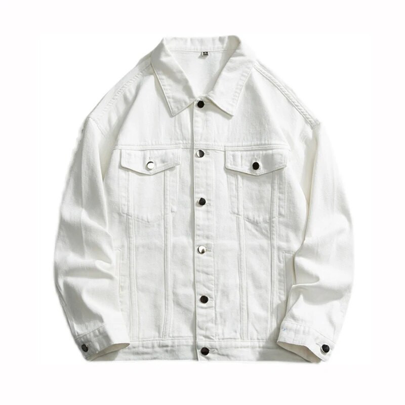 Lapel Férfi zöld-fehér farmer dzseki táskás hétköznapi trend utcai hip-hop nagyméretű farmerkabát kék fehér zöld fekete 5xl