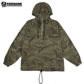 Férfi terepszínű kapucnis kapucnis félcipzáras kültéri szélálló vékony katonai kapucnis töltőkabát Alkalmi bő, hosszú ujjú felvonókabát