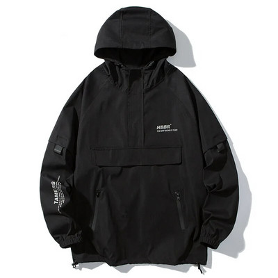 Jachete cu glugă Harajuku, pentru bărbați, Hip Hop, haine de stradă, cu buzunare multiple, jachete de primăvară, toamnă, subțire, pentru varsity, mărime mare 5XL