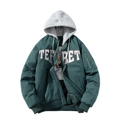 Zimná vyšívaná baseballová bunda pre mužov a ženy, pilotná bunda s písmenom, vintage hip hop kabát s kapucňou, pouličná móda, vetrovka, hipster