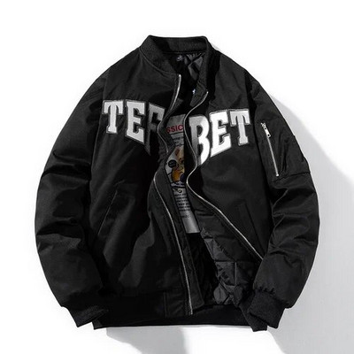 Zimná vyšívaná baseballová bunda pre mužov a ženy, pilotná bunda s písmenom, vintage hip hop kabát s kapucňou, pouličná móda, vetrovka, hipster