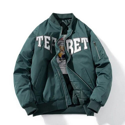 Zimná vyšívaná baseballová bunda pre mužov a ženy, pilotná bunda s písmenom, vintage hip hop kabát s kapucňou, pouličná móda, vetrovka, hipster