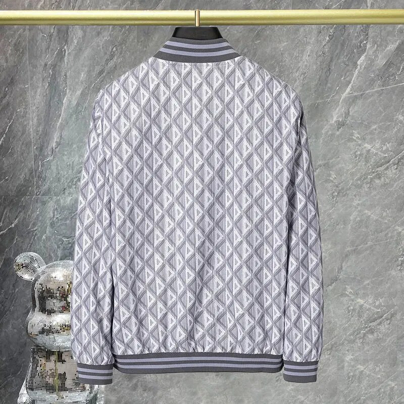 Aukštos kokybės firminė geometrinio kontrasto rašto striukė Vyriška beisbolo striukė su užtrauktuku Fall High Street Manteau Homme Hiver