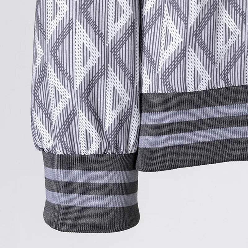 Aukštos kokybės firminė geometrinio kontrasto rašto striukė Vyriška beisbolo striukė su užtrauktuku Fall High Street Manteau Homme Hiver