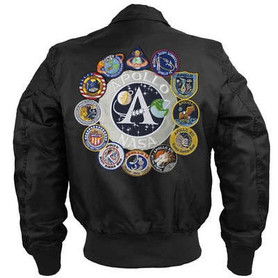 Apollo Mission Patches Bomber Flight Jacket Men Air Force Pilot Army Baseball Coat Windbreaker Αδιάβροχα ανδρικά ρούχα Χονδρική