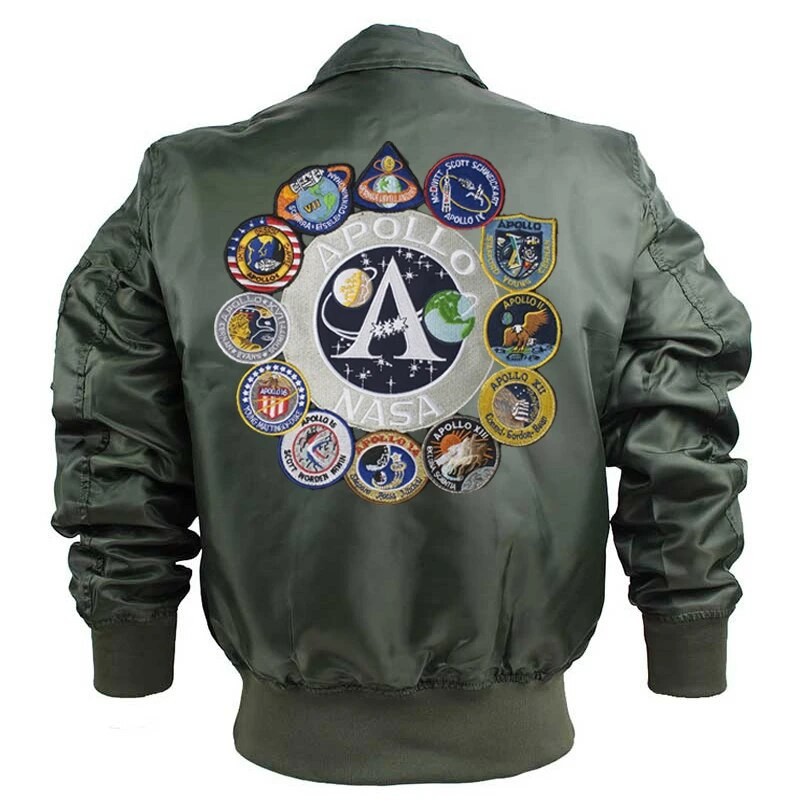Apollo Mission Patch-uri Jachetă de zbor pentru bărbați Air Force Pilot Army Baseball Coat Breacă de vânt Impermeabil Îmbrăcăminte pentru bărbați Comerț cu ridicata