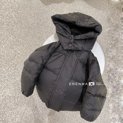 2023 Detská chlapčenská zimná parka s kapucňou a zipsom, voľná páperová bunda, hrubá teplá detská chlapčenská zimná bunda pre deti 1-8 rokov