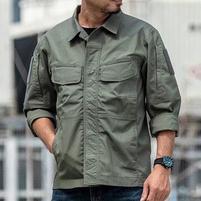 Πολυλειτουργικό Tactical ανδρικό τζάκετ πολλαπλών τσέπης αδιάβροχο εξωτερικό φορτίο Windbreaker City Commute Ελαφρύ παλτό μάχης