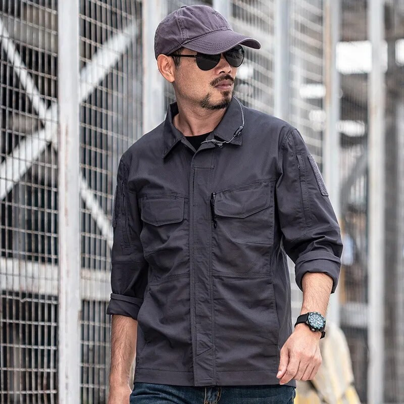 Πολυλειτουργικό Tactical ανδρικό τζάκετ πολλαπλών τσέπης αδιάβροχο εξωτερικό φορτίο Windbreaker City Commute Ελαφρύ παλτό μάχης