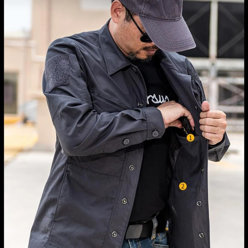 Πολυλειτουργικό Tactical ανδρικό τζάκετ πολλαπλών τσέπης αδιάβροχο εξωτερικό φορτίο Windbreaker City Commute Ελαφρύ παλτό μάχης