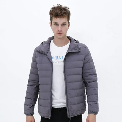 7XL matná tkanina ultra ľahká páperová bunda pánska s kapucňou zimná pánska páperová bunda vetrovka perová bunda ľahká prenosná bunda