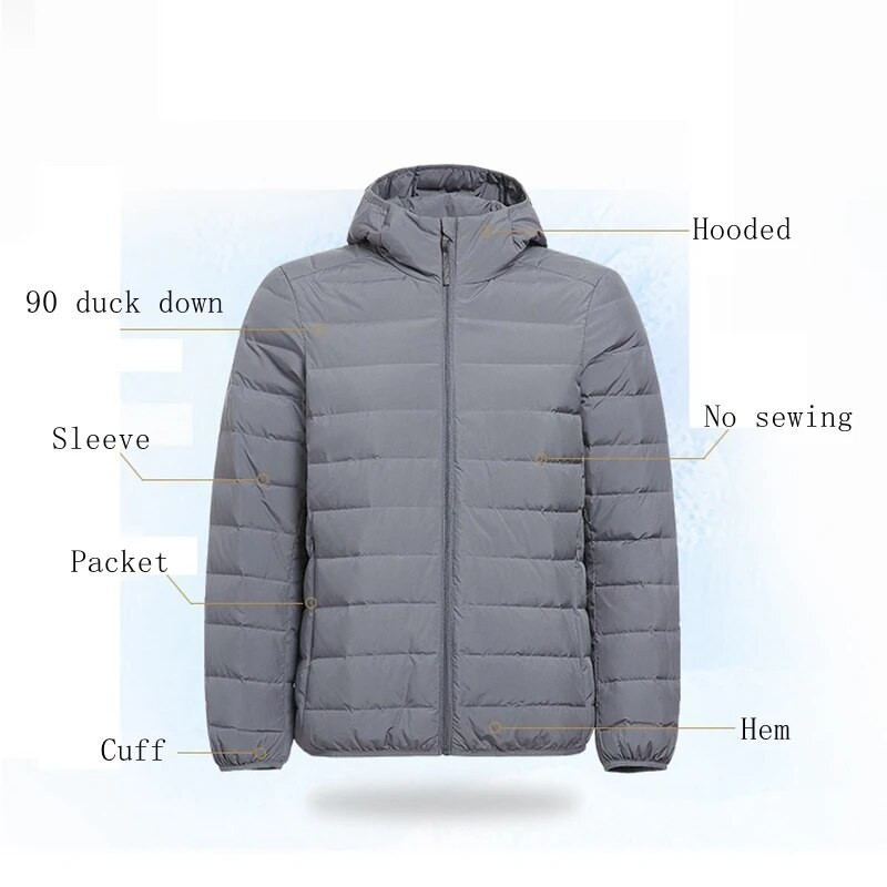 7XL matná tkanina ultra ľahká páperová bunda pánska s kapucňou zimná pánska páperová bunda vetrovka perová bunda ľahká prenosná bunda