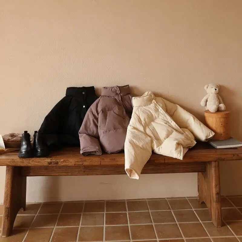 Zimná detská páperová bunda, zahusťovacia teplá detská bunda, módne voľné chlapčenské oblečenie, biele kačacie páperové dievčatá, vrchné oblečenie, kórejský outfit