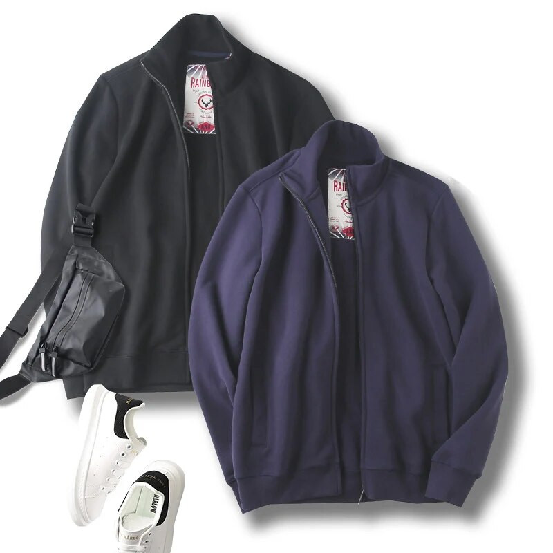 Pánska zimná bavlnená flísová mikina s kapucňou, zahustený vertikálny golier, voľná bunda, ležérna športová bunda s kapucňou a kardigan