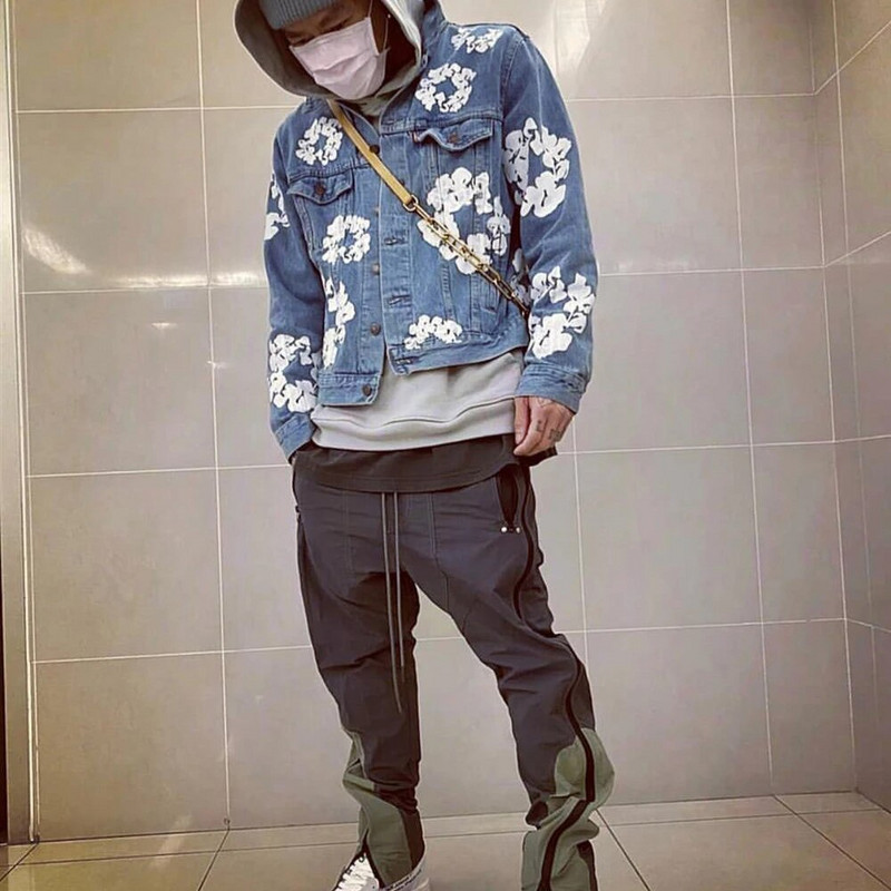 Pánska džínsová bunda s potlačou kapokov High Street, Chaquetas Hombre, vrecovité džínsy Y2k, unisex, ležérne oblečenie, nadrozmerné