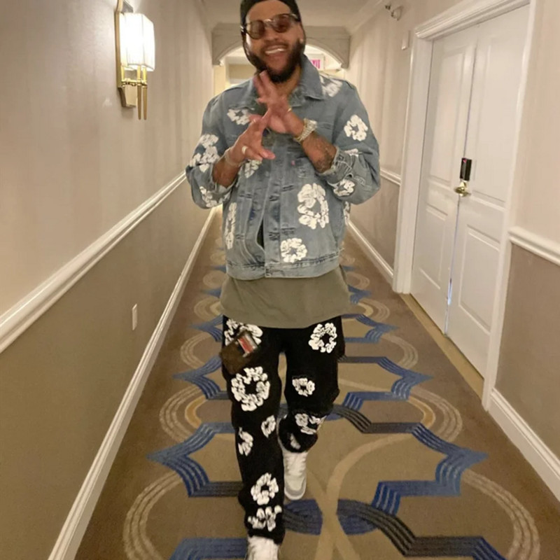 Pánska džínsová bunda s potlačou kapokov High Street, Chaquetas Hombre, vrecovité džínsy Y2k, unisex, ležérne oblečenie, nadrozmerné