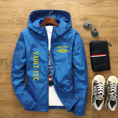 Naujos prekės Moteriška striukė su gobtuvu Fashion Vault -Tec logotipas Gaming Video Game Fallout print Casual Windbreaker Vyriška striukė 7XL