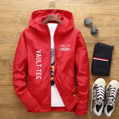 Nová pánska dámska bunda s kapucňou, módna Vault-Tec logo, herná videohra, potlač Fallout, ležérna vetrovka, pánska bunda 7XL