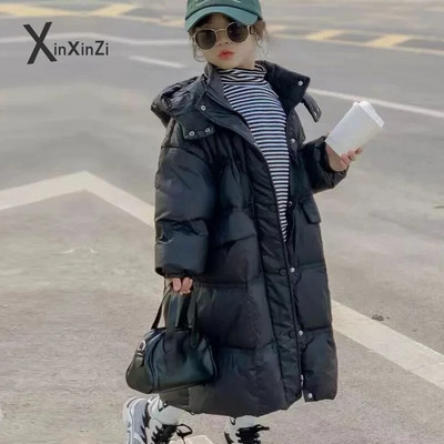 Dievčenské zimné bundy, detské teplé parky, zahusťovacie biele kabáty s kačacím páperím, kórejský štýl, dlhé oblečenie pre deti