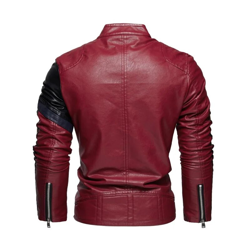 Pánska kožená bunda na motorku, zimná flísová teplá motorkárska vintage bunda, moto ležérna štíhla pilotná kožená bunda