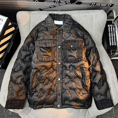 Jachetă de iarnă pentru bărbați, vintage, groasă, căptușită, din bumbac, haine căptușite pentru femei.