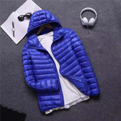 Pánska prešívaná bunda Jodimitty Plus Size 2023, nová, ultra ľahká, zbaliteľná, páperová, módna s kapucňou, ležérna, s periem