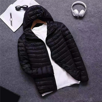 Jodimitty Plus Size Men Puffer Jacket 2023 Ново мъжко ултра леко пухено палто с възможност за опаковане Модна дебела ежедневна парка с качулка