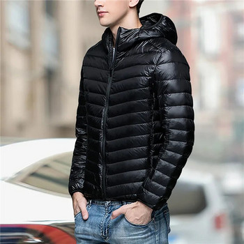 Jodimitty Plus Size Men Puffer Jacket 2023 Ново мъжко ултра леко пухено палто с възможност за опаковане Модна дебела ежедневна парка с качулка