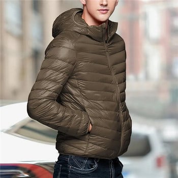 Jodimitty Plus Size Men Puffer Jacket 2023 Ново мъжко ултра леко пухено палто с възможност за опаковане Модна дебела ежедневна парка с качулка