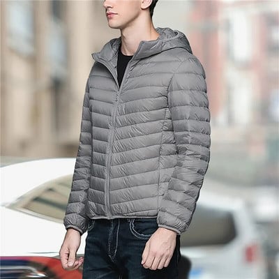 Pánska prešívaná bunda Jodimitty Plus Size 2023, nová, ultra ľahká, zbaliteľná, páperová, módna s kapucňou, ležérna, s periem