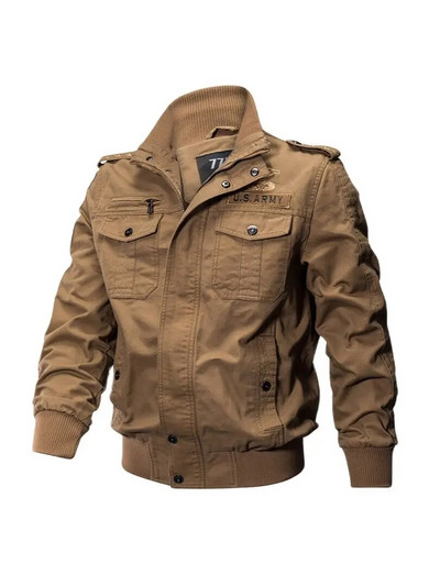 Jachetă militară de tip bomber de dimensiuni plus mari pentru bărbați, primăvară, toamnă, ocazional, jachete de pilot cu mai multe buzunare, pentru bărbați, pentru zbor cargo, jachete pentru bărbați M-6XL