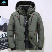2024-es luxus pehelykabát férfi téli parkok fehér kacsatollkabát kapucnis kültéri vastag, meleg párnázott hókabát, nagy méretű ruházat