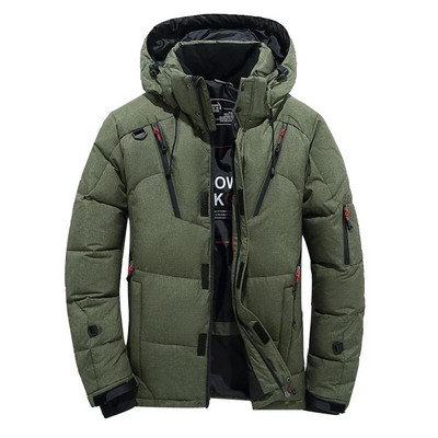 2024-es luxus pehelykabát férfi téli parkok fehér kacsatollkabát kapucnis kültéri vastag, meleg párnázott hókabát, nagy méretű ruházat