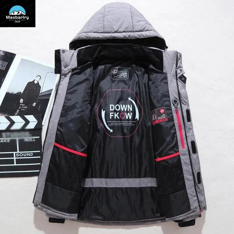 2024-es luxus pehelykabát férfi téli parkok fehér kacsatollkabát kapucnis kültéri vastag, meleg párnázott hókabát, nagy méretű ruházat