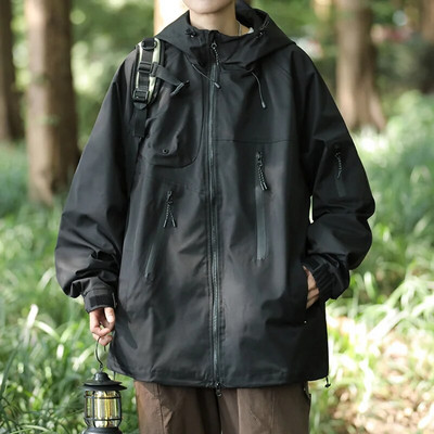 Jachetă funcțională pentru bărbați, de epocă, impermeabilă, în aer liber, jachetă de vânt, pentru camping, sport, cu glugă elastică, jachete, toamnă, pardesiu la modă nouă
