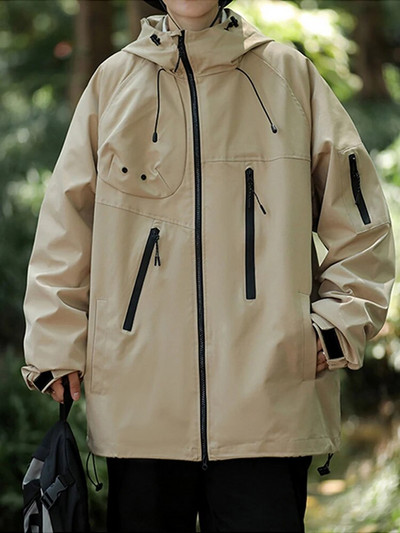 Jachetă funcțională pentru bărbați, de epocă, impermeabilă, în aer liber, jachetă de vânt, pentru camping, sport, cu glugă elastică, jachete, toamnă, pardesiu la modă nouă