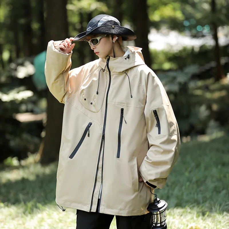 Jachetă funcțională pentru bărbați, de epocă, impermeabilă, în aer liber, jachetă de vânt, pentru camping, sport, cu glugă elastică, jachete, toamnă, pardesiu la modă nouă