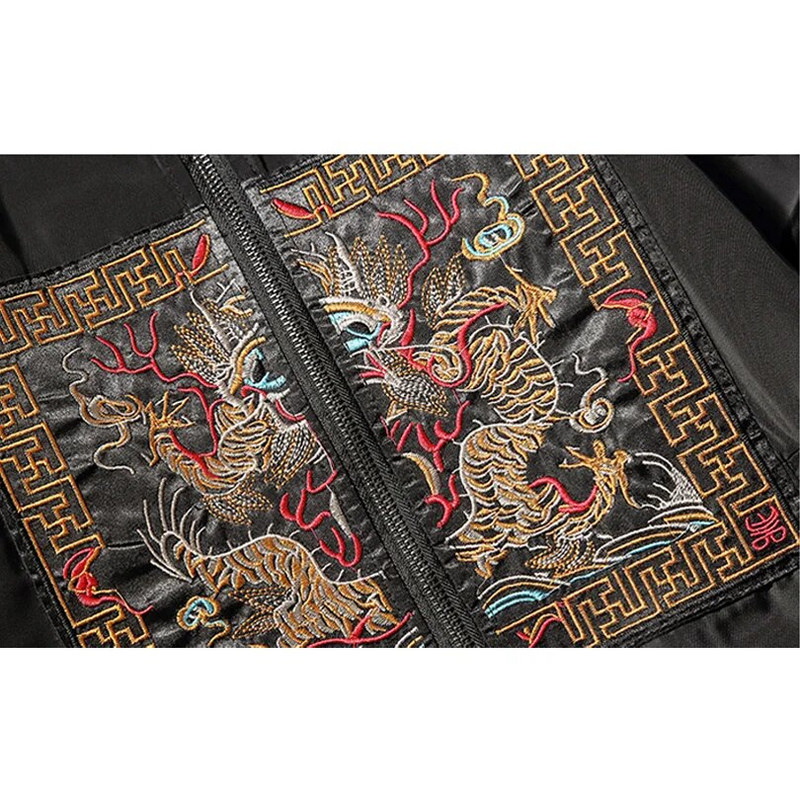 Κέντημα κινέζικου στυλ Dragon Bomber Jacket Ανδρικό ανεμοθραύστη Casual Harajuku Traditional Luxury Streetwear Pilot παλτό μπέιζμπολ