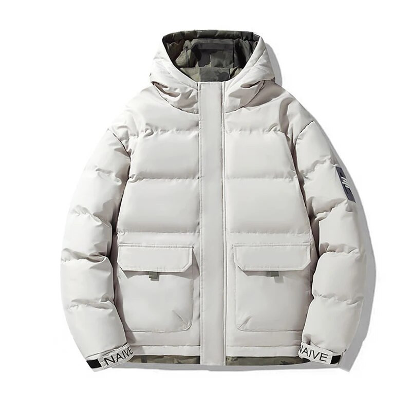 DIMUSI Zimná pánska teplá bunda, módna pánska bavlnená zahusťovacia prešívaná bunda, ležérne oblečenie, pánske páperové termálne bundy s kapucňou