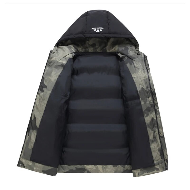 DIMUSI Zimná pánska teplá bunda, módna pánska bavlnená zahusťovacia prešívaná bunda, ležérne oblečenie, pánske páperové termálne bundy s kapucňou