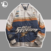 Jachete de baseball brodate Bărbați Jachete de curse de stradă pentru cuplu Haina de motocicletă Retro ocazional Paltoane de mozaic unisex