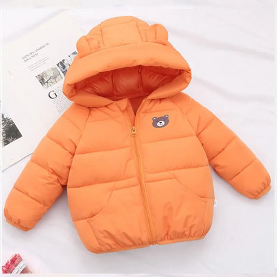 Zimná teplá bunda s kapucňou a páperovým kabátom s kreslenou potlačou pre chlapca a dievčatko vo veku 2-7 rokov, detské oblečenie Beibei v kórejskej verzii