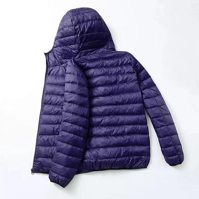 Jarná jesenná módna značka Ultra Light Duck Down Jacket Pánska kórejská streetwear perie kabát s kapucňou páperová bunda Teplé pánske oblečenie