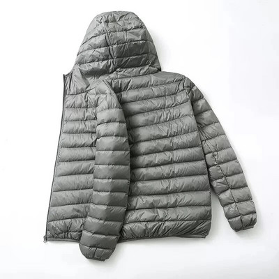 Jarná jesenná módna značka Ultra Light Duck Down Jacket Pánska kórejská streetwear perie kabát s kapucňou páperová bunda Teplé pánske oblečenie