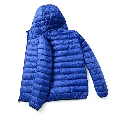 Jarná jesenná módna značka Ultra Light Duck Down Jacket Pánska kórejská streetwear perie kabát s kapucňou páperová bunda Teplé pánske oblečenie