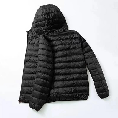 Jarná jesenná módna značka Ultra Light Duck Down Jacket Pánska kórejská streetwear perie kabát s kapucňou páperová bunda Teplé pánske oblečenie