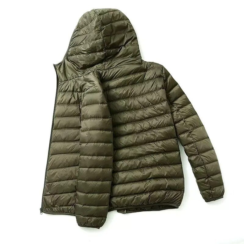 Jarná jesenná módna značka Ultra Light Duck Down Jacket Pánska kórejská streetwear perie kabát s kapucňou páperová bunda Teplé pánske oblečenie