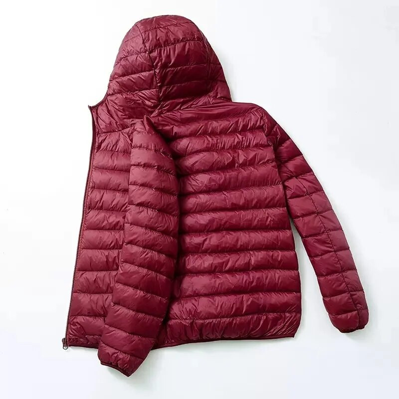 Jarná jesenná módna značka Ultra Light Duck Down Jacket Pánska kórejská streetwear perie kabát s kapucňou páperová bunda Teplé pánske oblečenie