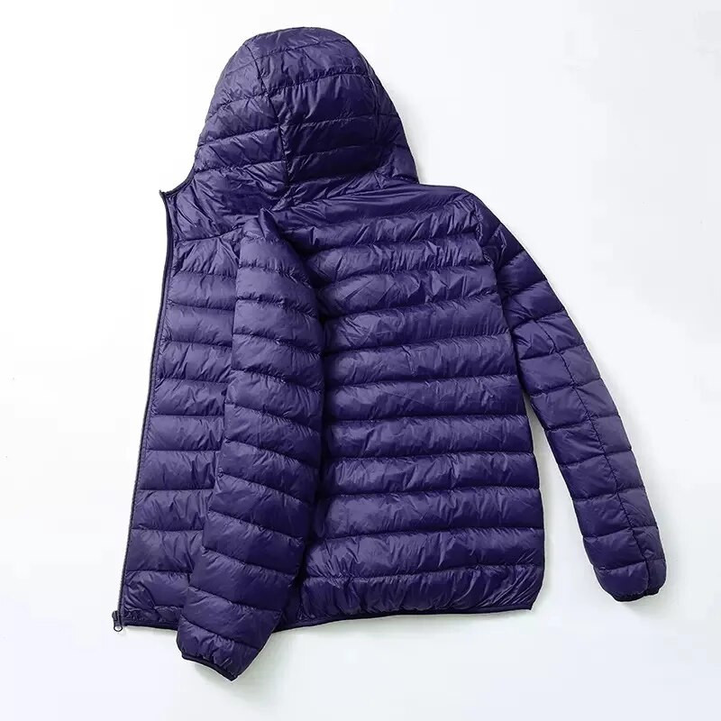 Jarná jesenná módna značka Ultra Light Duck Down Jacket Pánska kórejská streetwear perie kabát s kapucňou páperová bunda Teplé pánske oblečenie